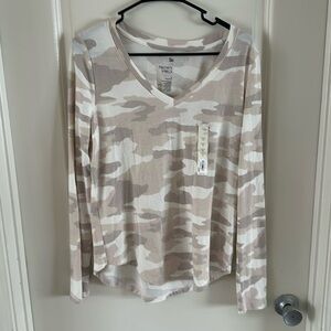 Pink Camo V-Neck Long Sleeve Brand New